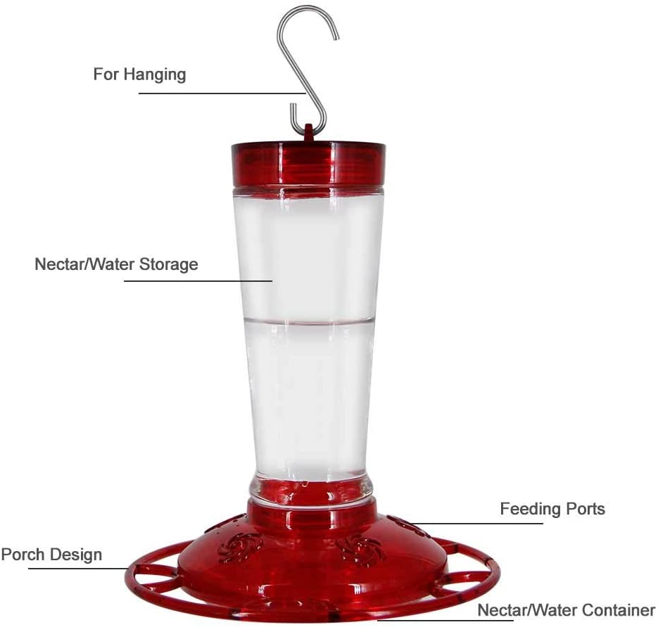 Hummingbird Feeder, 10 Onces Fluid Flower Bird Feeder for Outdoors