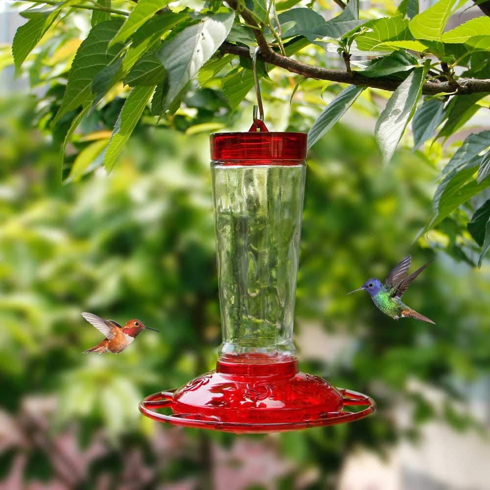 Hummingbird Feeder, 10 Onces Fluid Flower Bird Feeder for Outdoors