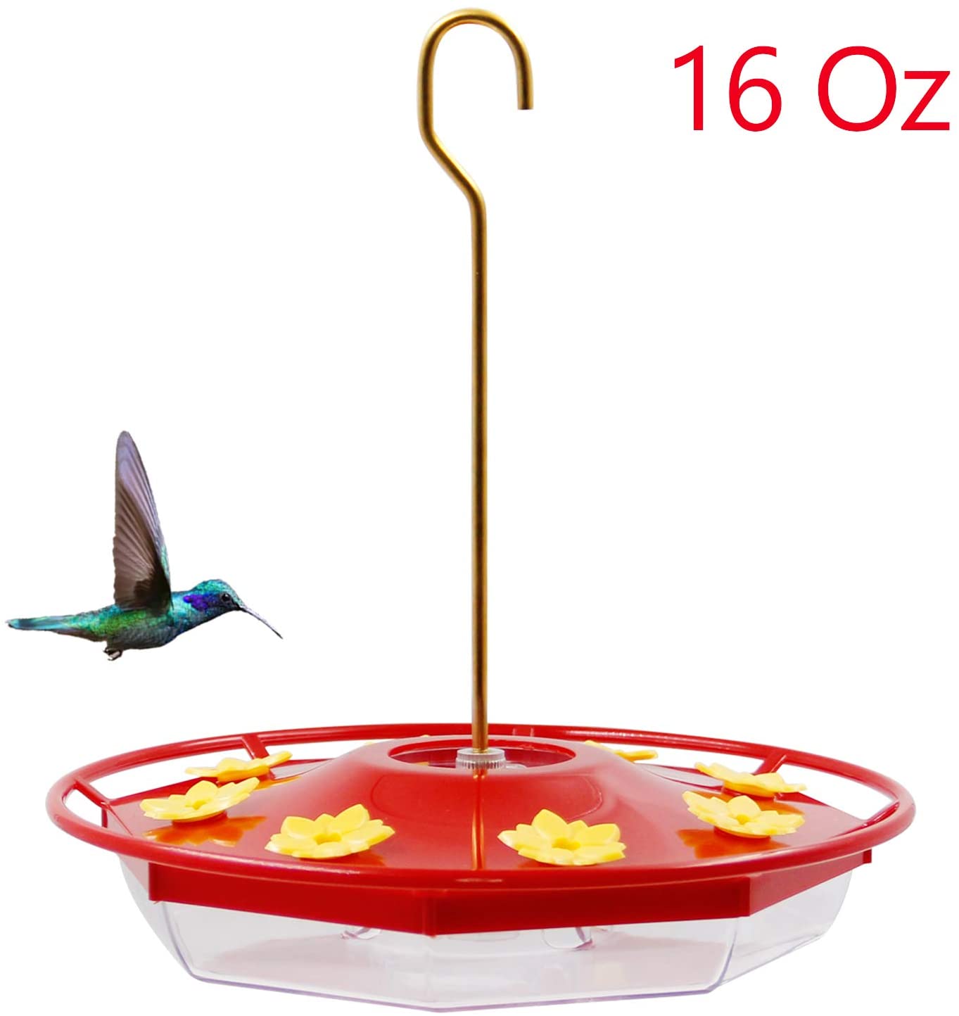Hummingbird Feeder, 16 Fluid Ounces Flower Bird Feeder with 8 Feeding Stations for Outdoors