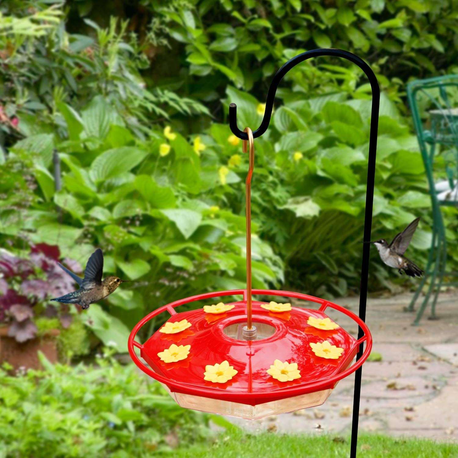 Hummingbird Feeder, 16 Fluid Ounces Flower Bird Feeder with 8 Feeding Stations for Outdoors