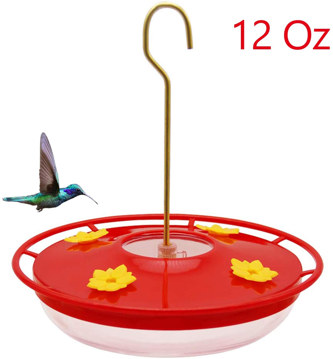 Hummingbird Feeder, 12 Ounce Bird Flower Feeders with 4 Feeding Stations for Outside