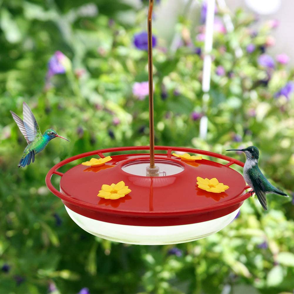 Hummingbird Feeder, 12 Ounce Bird Flower Feeders with 4 Feeding Stations for Outside