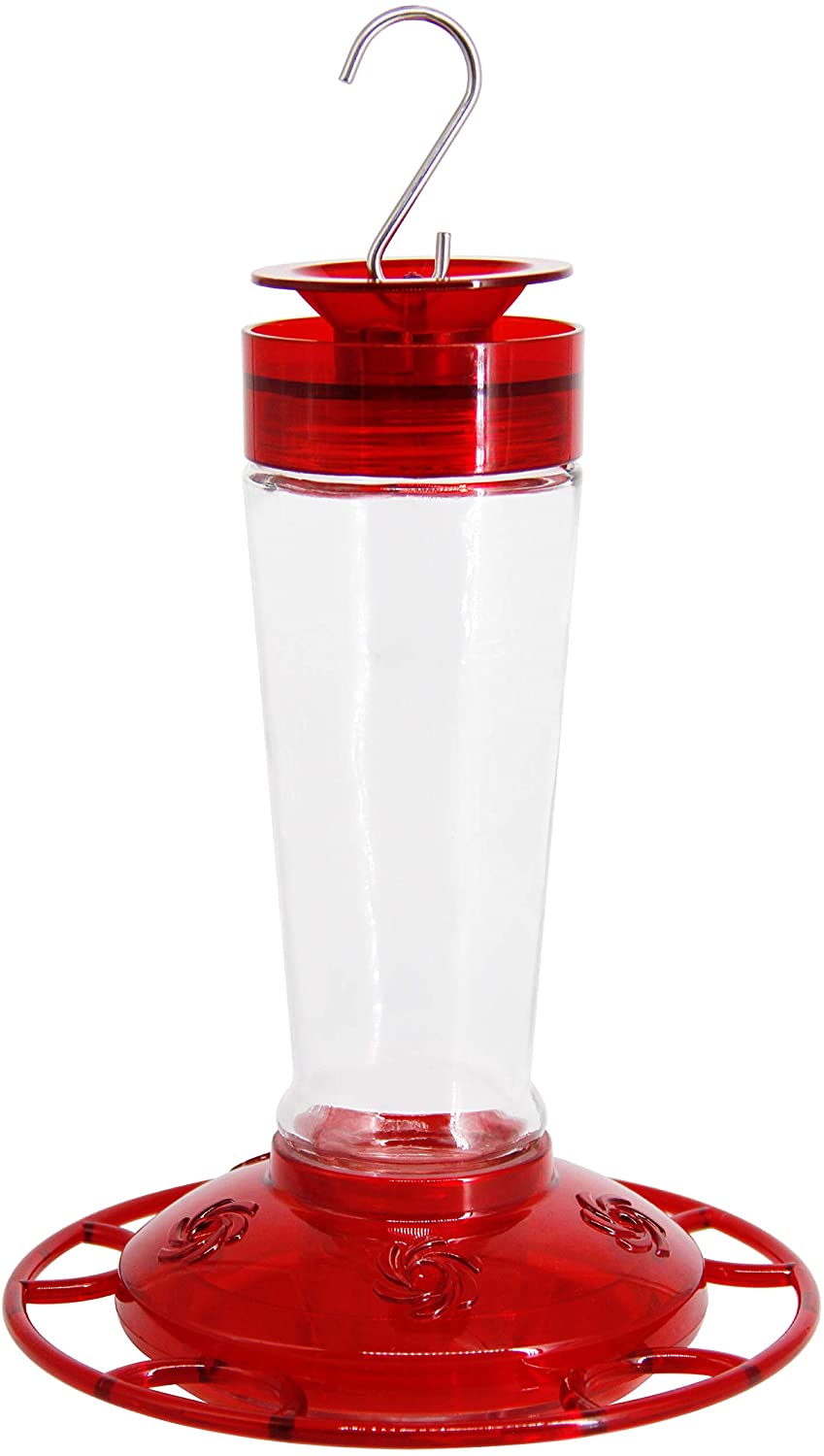 Hummingbird Feeder, Glass Bottle Bird Feeders, 5 Feeding Ports, 11-Ounce Nectar Capacity (Red)