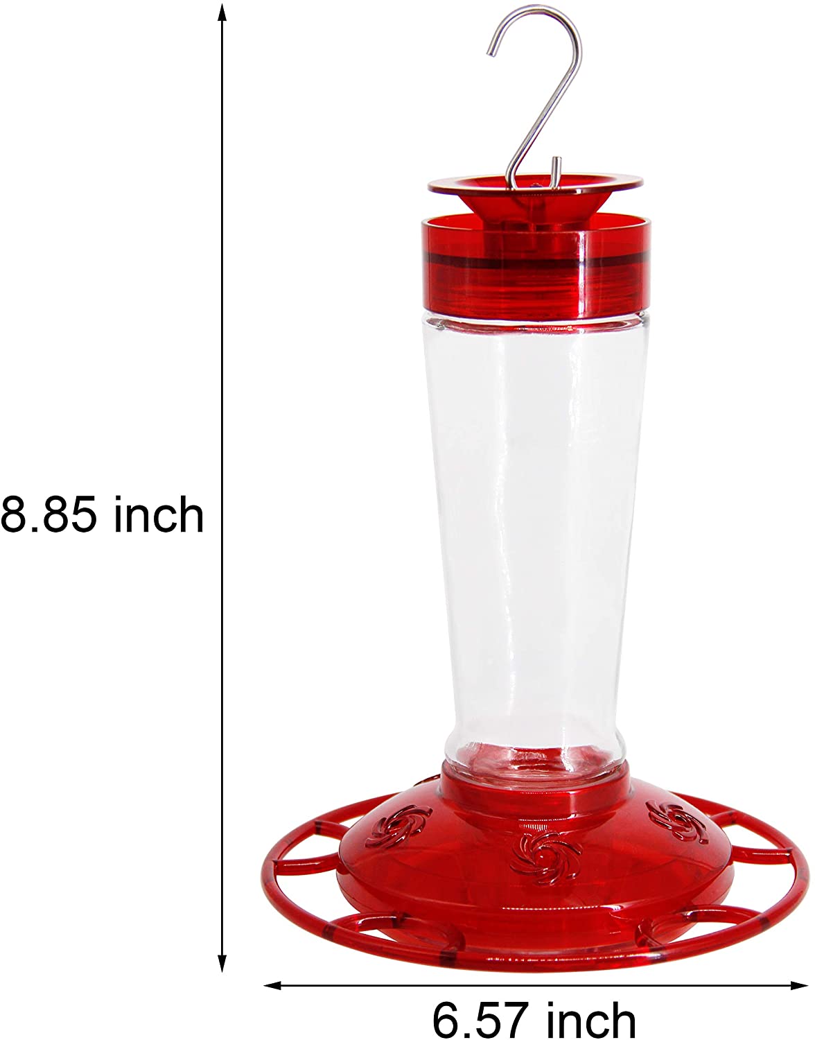 Hummingbird Feeder, Glass Bottle Bird Feeders, 5 Feeding Ports, 11-Ounce Nectar Capacity (Red)