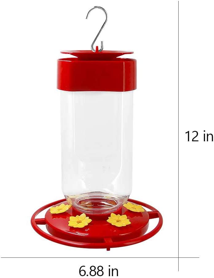 30 oz. Hummingbird Feeder, Big Bottle Bird Feeders, 8 Feeding Stations, Red