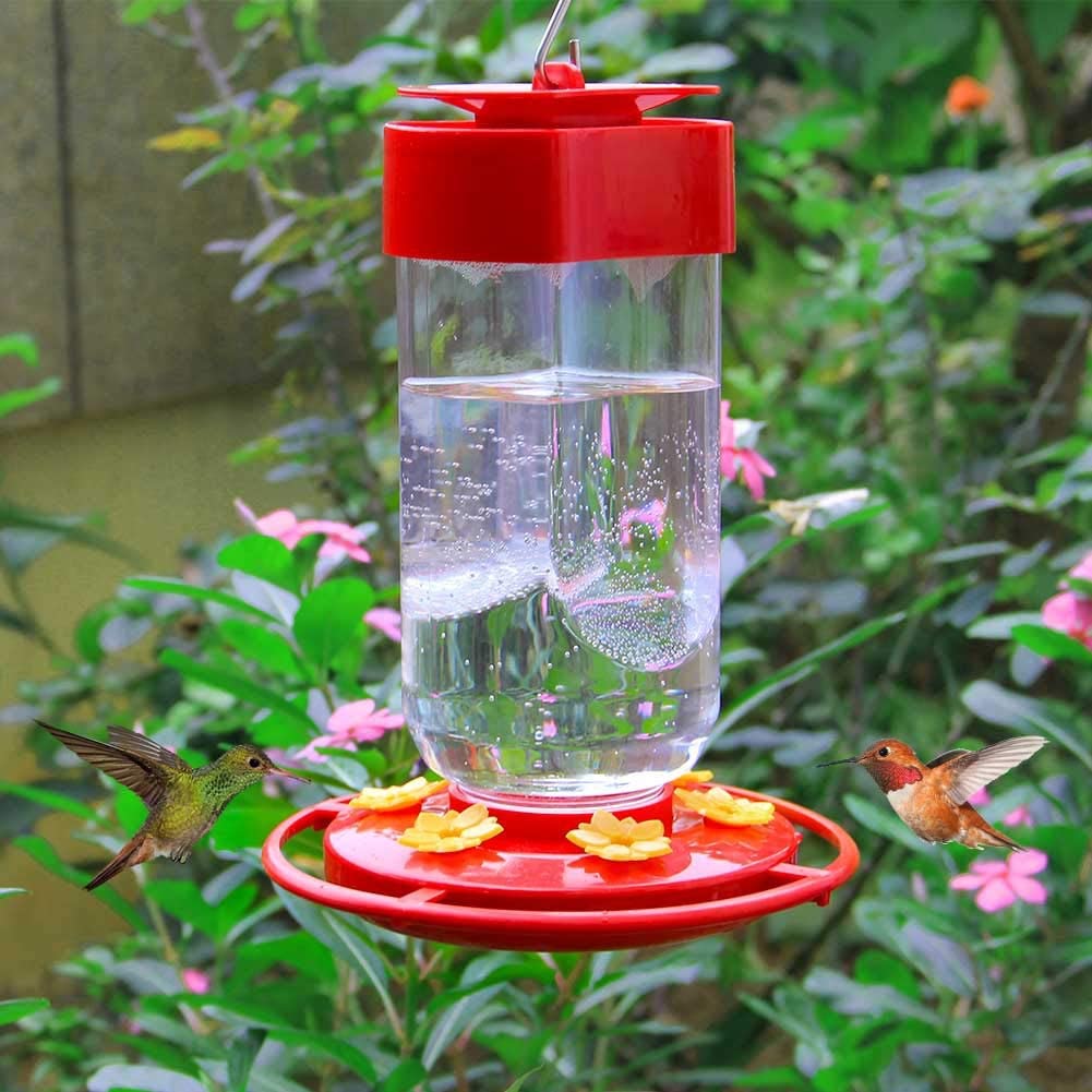 30 oz. Hummingbird Feeder, Big Bottle Bird Feeders, 8 Feeding Stations, Red