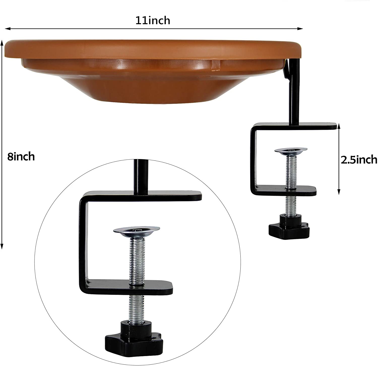 Bird Bath Deck Bowl Spa Mount Bird Bath Unheated with Lightweight Detachable, Adjustable Heavy Duty Sturdy Steel, Great for Attracting Birds